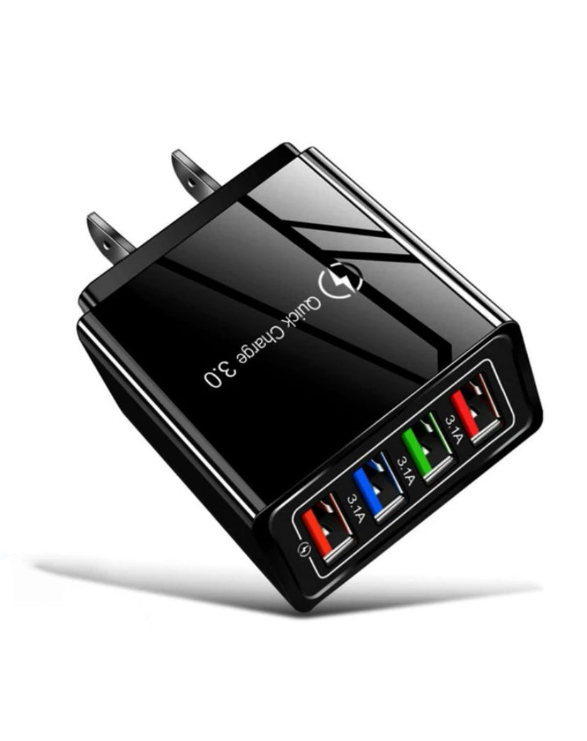 شاحن حائط USB قابس كتلة مكعب 4 منافذ شاحن سريع محمول