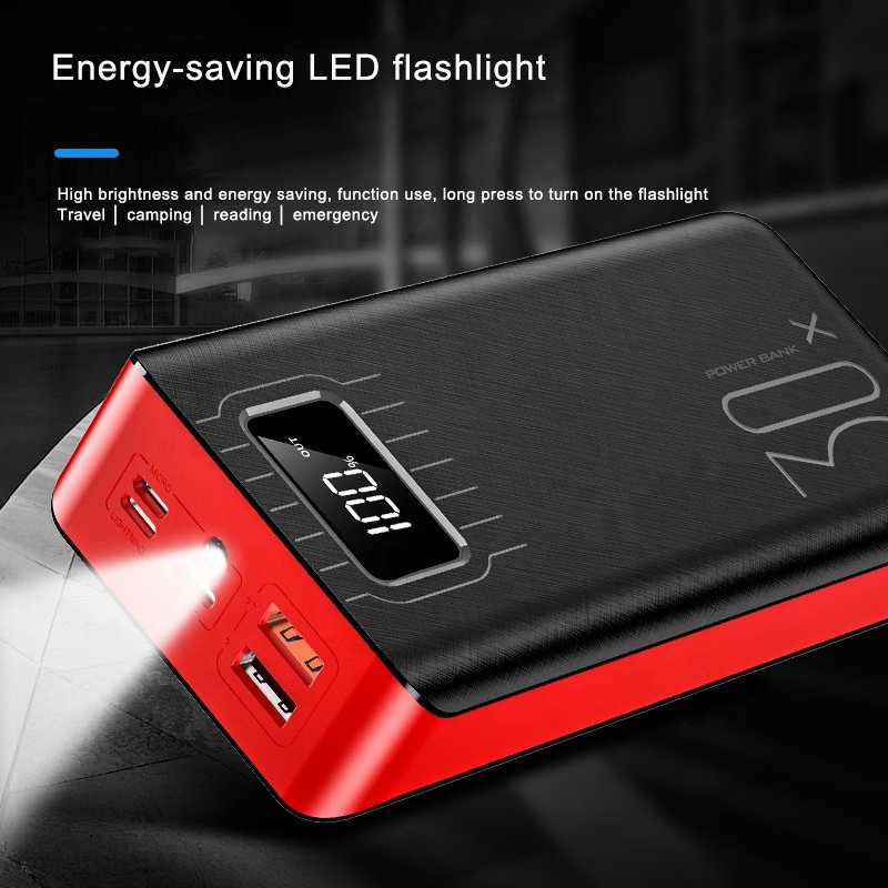 20000mAh بنك طاقة خارجي مزدوج USB مع مصباح LED